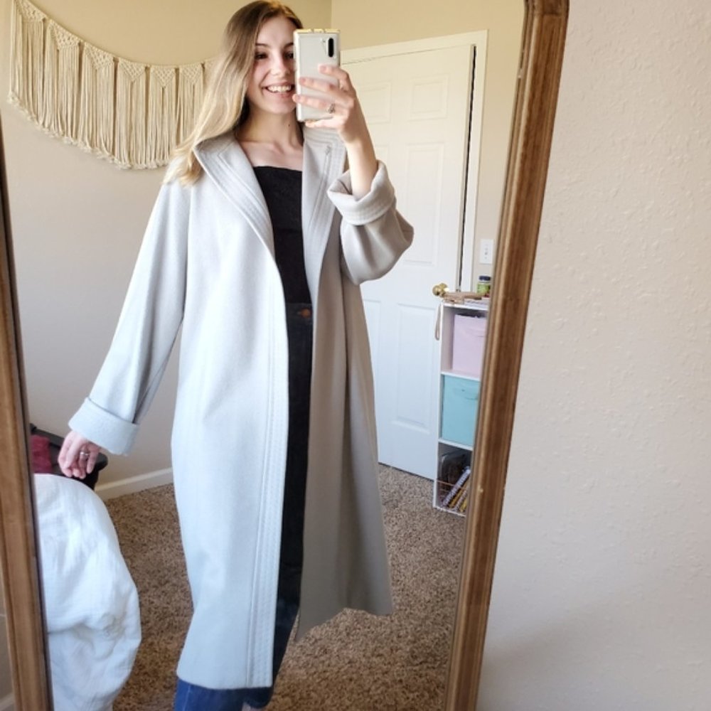 🚫MAXMARA Gray Virgin Wool Cashmere Open Overcoat - Picture 2 of 8